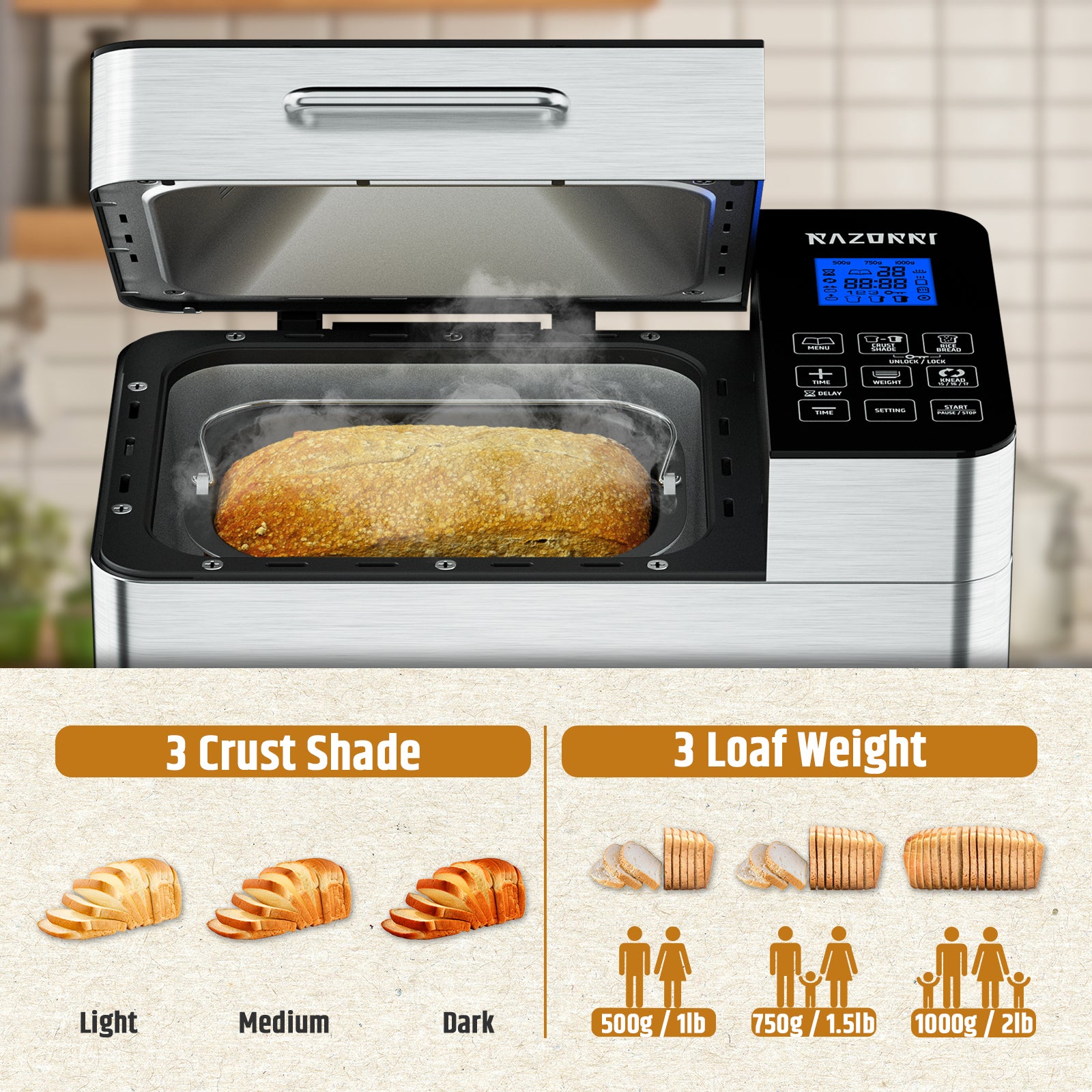 Fresco Countertop Bread Maker Machine BM01A – Razorri