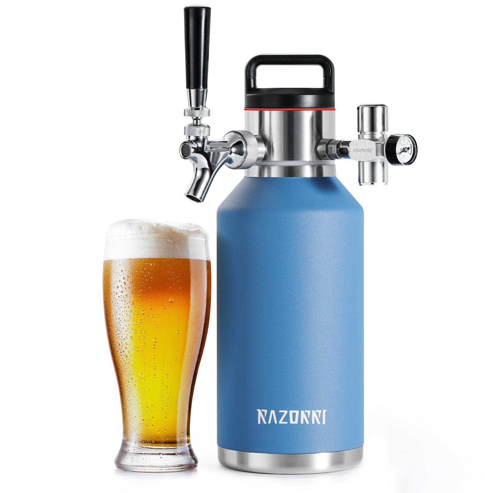 Razorri 64 oz. Stainless Steel Beer Growler, Double-Wall